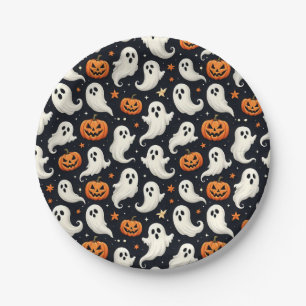 Geister und Jack o'Lanterns Halloween Pappteller