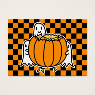 Geister und Kürbis-Halloween-Karte