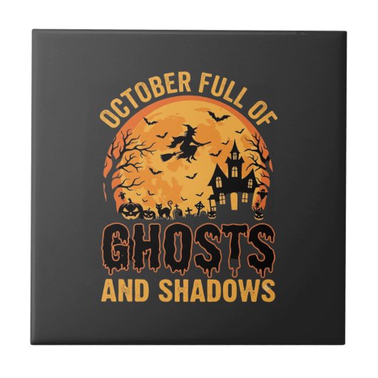Geister und Schatten Halloween Mond Design Fliese (Vorderseite)
