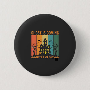 Geister verfolgtes Haus Halloween Vektordesign Button