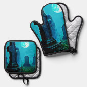 Geisterbild Ofenhandschuh & Topflappen-Set (Vorderseite/Rückseite)