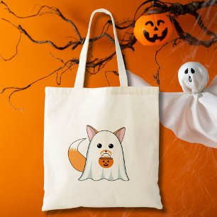 Geisterfuchs geht an Halloween aus Tragetasche