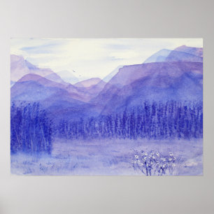 Geistergebirge Tal Wasserfarbenwelt Landschaft Poster