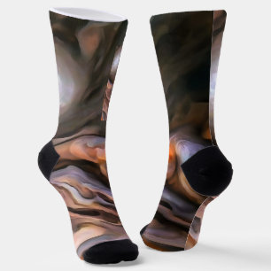 Geisterhaft schöne Abstraktion in Ocker und Braun Socken