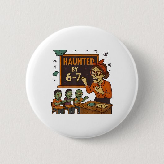 Geisterhafte 67 Meme Six Seven 6-7 Lustiger Intern Button (Vorderseite)
