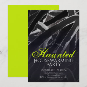 Geisterhafte Einweihungsparty Grau Grün Halloween- Einladung