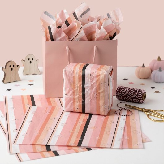 Geisterhafte Geister im Pastellstreifenmuster ID13 Seidenpapier