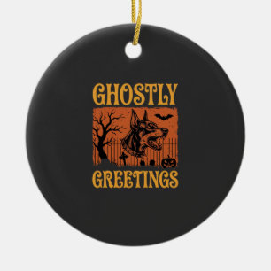 Geisterhafte Grüße Halloween Dobermann Friedhof De Keramik Ornament