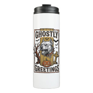 Geisterhafte Grüße Shirt Vintage Gravur Halloween Thermosbecher