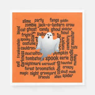 Geisterhafte Halloween-Wortwolke Serviette