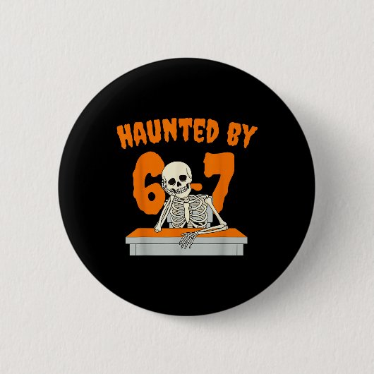 Geisterhafte Six Seven 6 7 Meme 67 Skeletthand Hal Button (Vorderseite)
