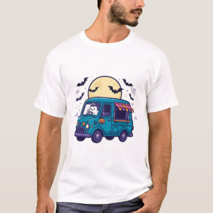 Geisterhafter Eiscreme-Lieferwagen Retro-Halloween T-Shirt
