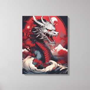 Geisterhafter japanischer Drache Leinwanddruck