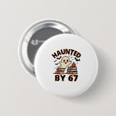 Geisterhaftes 67 Meme Six Seven 6-7 Lustiger Inter Button (Vorne & Hinten)