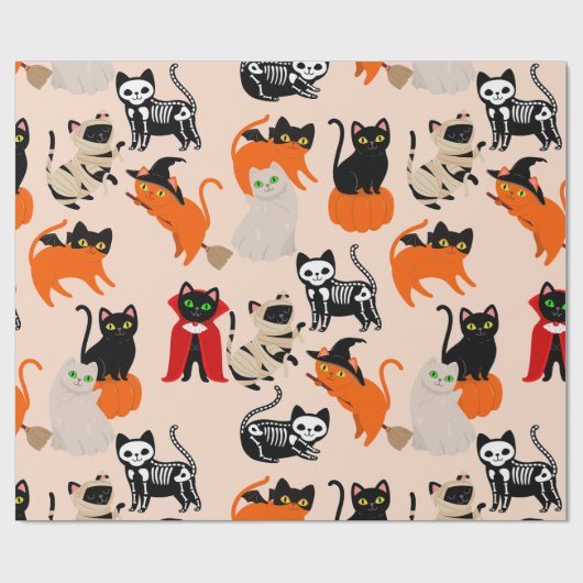 Geisterhalloween-Katzenmuschelhexe Geschenkpapier (Flach)