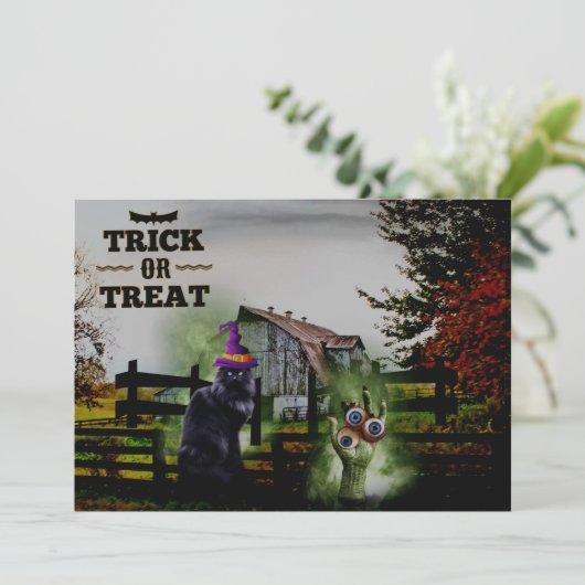 *~* Geisterhandschuhe Augen Schwarze Katze HALLOWE (Stehend Vorderseite)