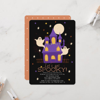 Geisterhaus-Geister Schwarze Halloween-Party Einladung