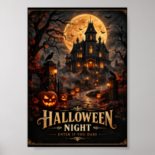 Geisterhaus Halloween Nacht Poster