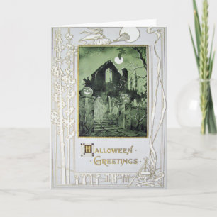 Geisterhaus-Kürbis-Geist-Fledermaus Karte