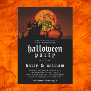 Geisterhaus Mond Spooktacular Halloween-Party Einladung