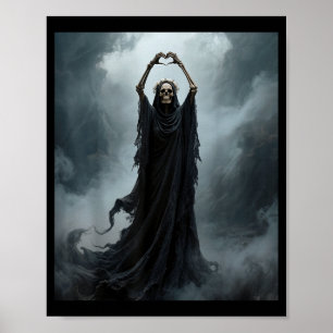 Geisterherz Hände Muttertag floraler Totenkopf Blu Poster