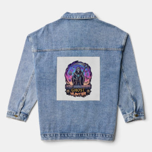 Geisterjäger Sensenmann Skelett Sense Lila Flamme Jeansjacke