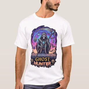 Geisterjäger Sensenmann Skelett Sense Lila Flamme T-Shirt