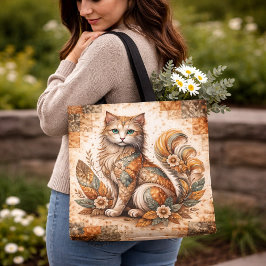 Geisterkatze, Boho-Patchwork, rustikale Volkskunst Tasche