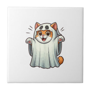 Geisterkatze Kürbis Halloween. Tank Top Fliese