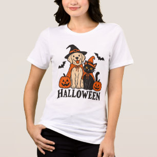 Geisterkatze- und Hund-Halloween-Shirt Katze Hun Tri-Blend Shirt