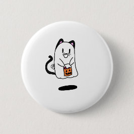 Geisterkleidung wie Katze zu Halloween Button