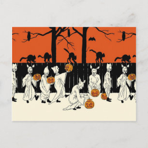 Geisterkostüm Jack O Lantern Schwarze Katze Eule F Postkarte