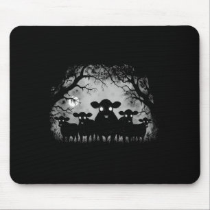 Geisterkühe Wald Schwarzes Vieh mit großen Augen H Mousepad