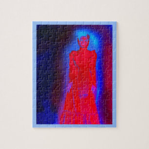 Geisterlady in roter Kunst Puzzle