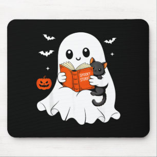 Geisterlesebuch Schwarze Katze Halloween-Kostüm Mä Mousepad