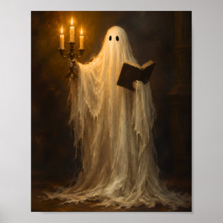 Geisterlesen mit Kandelaber Vintage-Gothic-Kunst Poster