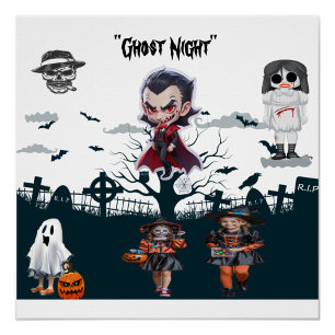 Geisternacht Halloween Friedhof Poster