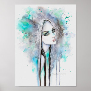 Geisterportrait mit grünen Augen 12 x 16 abstrakte Poster