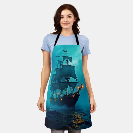Geisterschiff im Sturmgewässer-Design Schürze (Getragen)