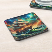 Geisterschiff Lady Lovibond in a Cosmic Storm Getränkeuntersetzer (Linke Seite)