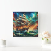 Geisterschiff Lady Lovibond in a Cosmic Storm Quadratische Wanduhr (Zuhause)