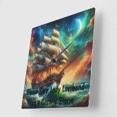 Geisterschiff Lady Lovibond in a Cosmic Storm Quadratische Wanduhr (Winkel)