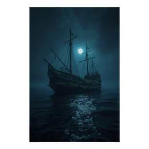 Geisterschiff unter dem Mond – Verzauberte Ozeanna Poster