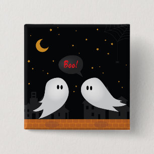 Geisterstadt, halloween sprichwörtlicher Cartoon Button