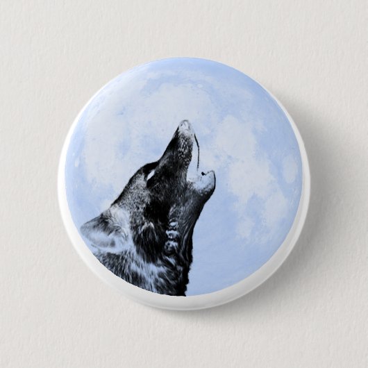 Geisterwolf heult auf dem Mond Button (Vorderseite)