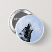Geisterwolf heult auf dem Mond Button (Vorne & Hinten)