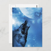 Geisterwolf heult auf dem Mond Postkarte (Vorne/Hinten)
