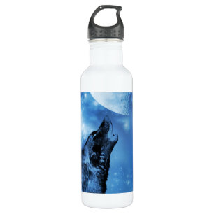 Geisterwolf heult auf dem Mond Trinkflasche