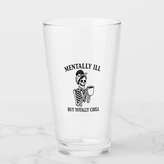 Geisteskrank aber total chill Halloween Glas (Vorderseite)