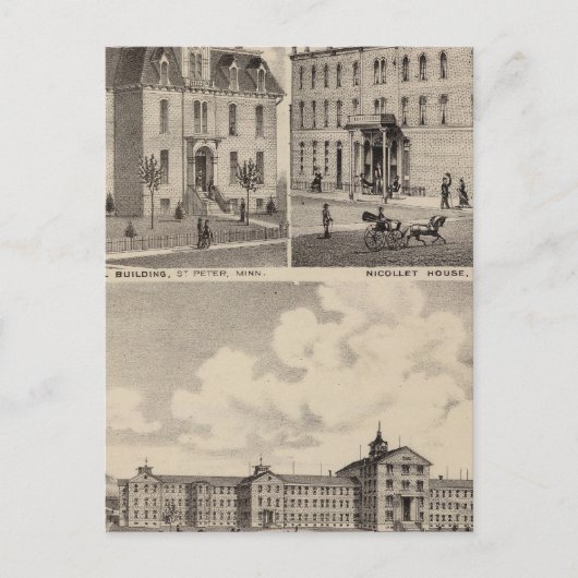 Geisteskrankenhaus, Gebäude der öffentlichen Schul Postkarte (Vorderseite)